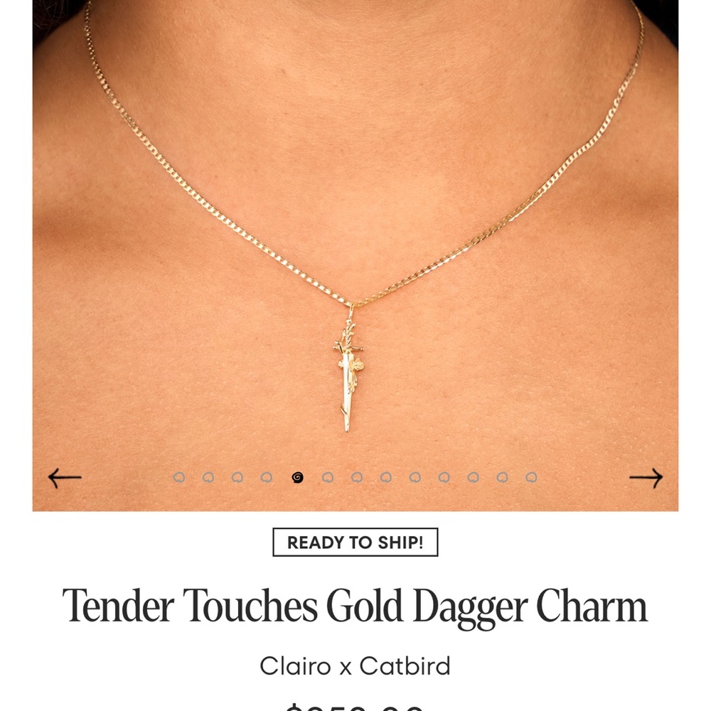 Catbird x Clairo Tender Touches Gold Dagger Charm with chain